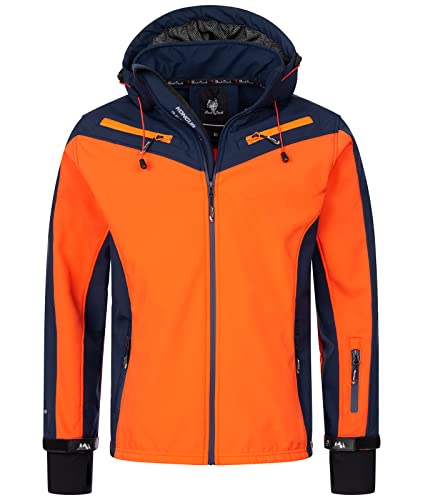 Rock Creek Herren Softshell Jacke Outdoor Jacke Windbreaker Übergangsjacke Anorak Kapuze Regenjacke Winterjacke Herrenjacke Jacket H-286 Navy 4XL Cover