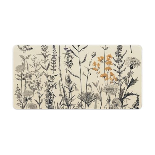 Tapis de souris floral imperméable grand format pour le bureau à la maison et l'écriture