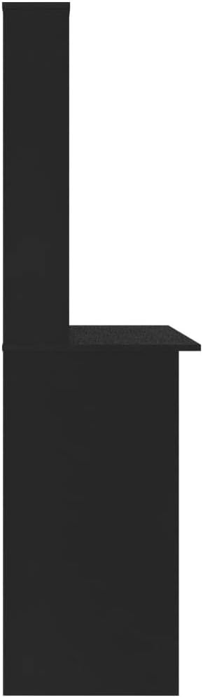 vidaXL Desk, Computer Desk with Bookshelves, Workstation for Living Room Bedroom, Home Office Desk with Storage, Black Engineered Wood