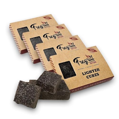 Fregrill Premium BBQ Fire Starter/Lighter Cubes | All-Natural Charcoal and Wood Stove Lighter | Ideal for Barbecue, Campfires, Grill Pits, and Fireplaces Sawdust and Wax (Pack of 3)