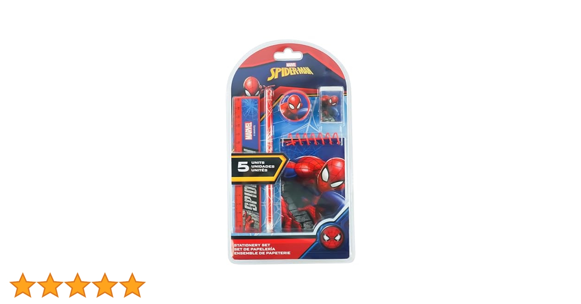 Set Cancelleria Marvel Spiderman - Include Matite, Righello, Taccuino A6, Gomma E Temperamatite | Per Scuola