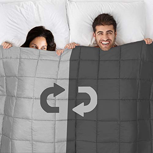 Joyching Adults Weighted Blanket King Size Reversible Cooling Heavy Blanket 80''x87'' 25lbs Super Soft Microfiber Material with Premium Glass Beads (Dark Grey/Light Grey)