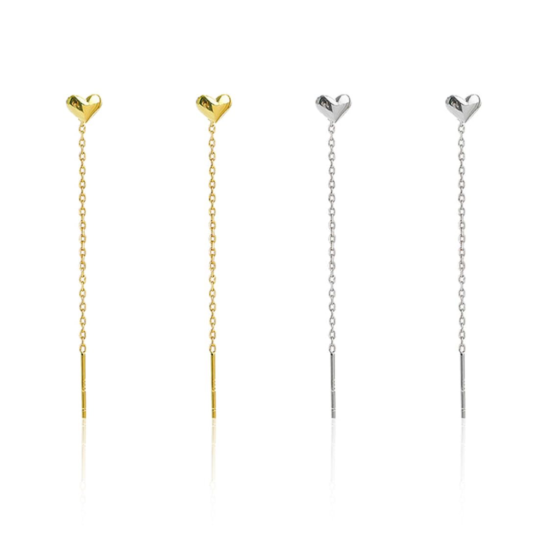 ZKHSEOU2 pares de pendientes de cadena larga de acero inoxidable para mujer, pendientes de cadena larga, joyería, pendientes de mujer (plata y oro)
