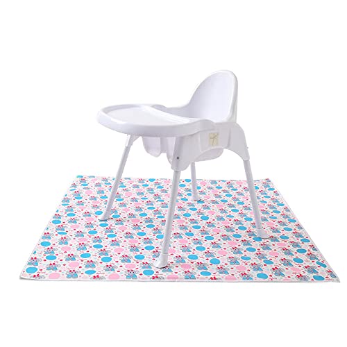 JHION Baby High Chair Floor Splat Mat, Waterproof Anti-Slip Washable Protect Floor, Portable Picnic Mat Table Cloth Kids Play Mat for Art Crafts Creation, 51x51inch