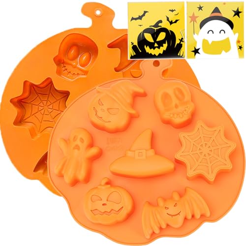 Stampi da forno in silicone per Halloween, stampi in silicone per cioccolato, caramelle gommose, resina, sapone, cera, cubetti di ghiaccio, gelatina, teschio, forme antiaderenti