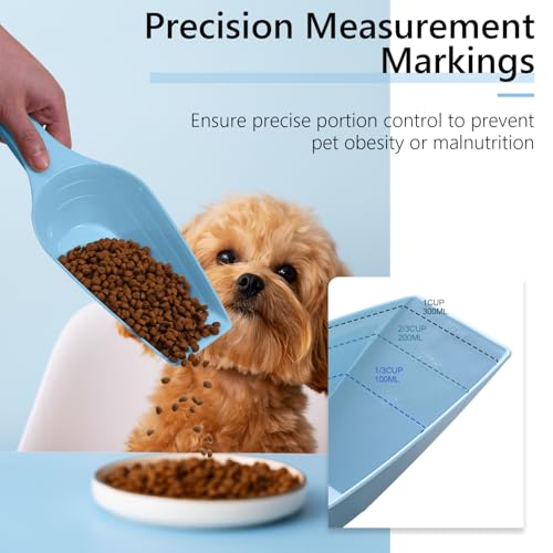 Image of Dog Food Scoop, 2 Cup Capacity Dog Food Scoop With Measuring Lines For Dog, Puppy and Cat Coffee Bean Scoop, Flour Scoop (Blue)