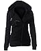 Produktbild ZhuiKun Damen Sweaters Hoodie Sweatshirt Schraeg Zipper Kapuzenpllover Mantel Jacke Schwarz L