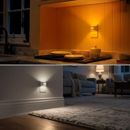 Image of DORESshop LED Night Light[2 Pack], Night Lights Plug into Wall, 3 Color Temperatures Plug in Night Light with Motion Sensor, Dusk to Dawn Sensor, Nightlights for Adults, Bedroom, 3CCT, White Cover