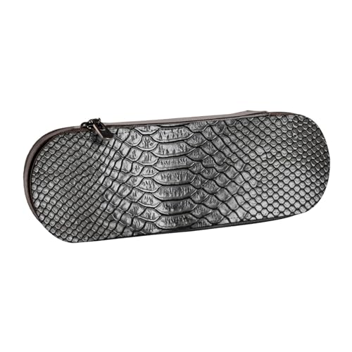 Stampa di serpente Astuccio per matite per per penne a matita di grande capacità pelle sintetica grigio