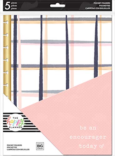 The Happy Planner Pocket Folders - The Happy Planner School Supplies - Teacher Theme - 5 Pre-Punched - Extra Planner Storage - Homework, Assignments, Projects - BIG SIZE - 11.73 x 8.55 x 0.19 in