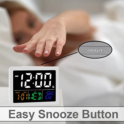 Digital Alarm Clock, With 5.5" Large Led Time Display, Adjustable Alarm Volume, 6 Level Brightness, Alarm Settings, Usb Charger, Temperature Detect, Snooze, Clocks For Bedroom, Bedside, Desk, White #TOP3