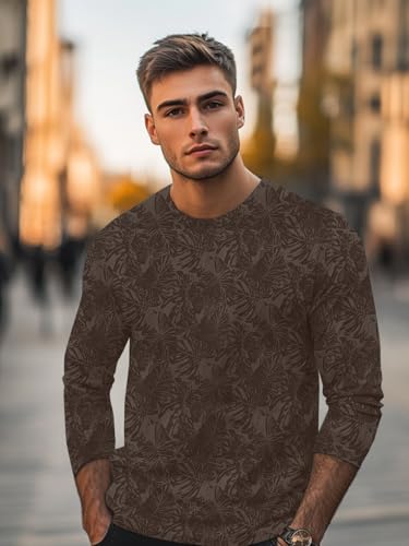 Image of Urbano Fashion Men's Printed Full Sleeve Slim Fit Cotton T-Shirt