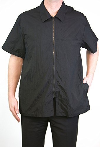 Classic Barber Zip Jacket with Collar by Charlene (5X-Large, Black)