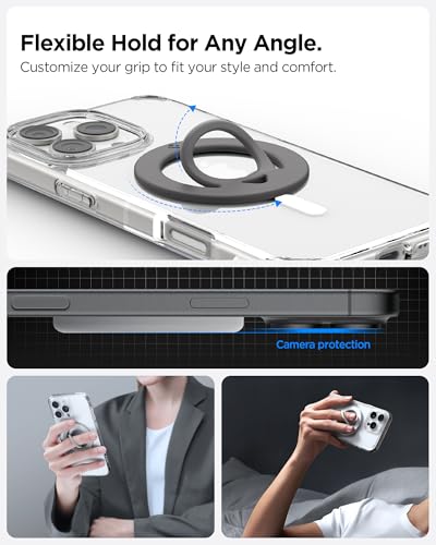 Image of Spigen Dual Pop MagSafe Ring Holder, Slim Double Sided Magnet with Finger Loop Grip Compatible with iPhone 17 /16 /15 /14 /13 /12, Pixel 10 Series [Pocket-Friendly] [Soft Silicone] [Strong Magnet] - Violet