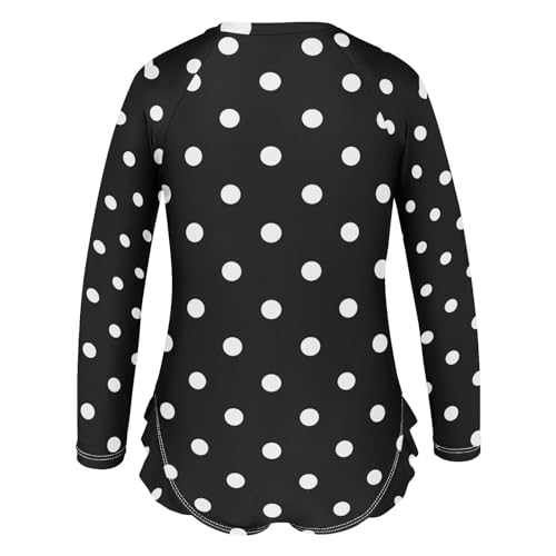 Image of CaTaKu Girls Rash Guard Swimsuit Long Sleeve One Piece Bathing Suit UPF 50+ Toddler Kids Zipper Ruffle Swimwear 3-12Y