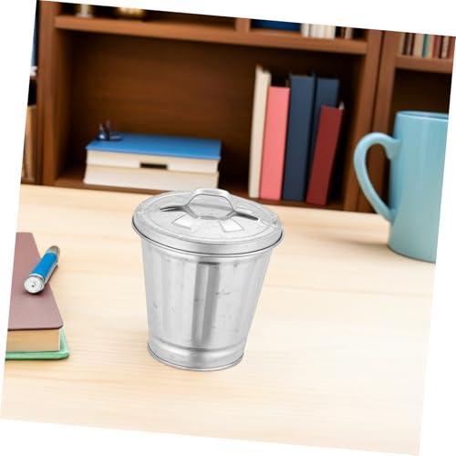 Alipis 3pcs Mini Papelera Metálica con Tapa miniatura 5