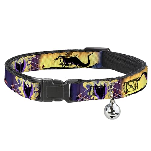 Image of Buckle-Down Breakaway Cat Collar - Maleficent Poses - 1 /2 inch Wide - Fits 8-12 inch Neck - Medium