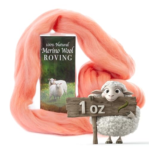 Image of 100% Natural Merino Wool Roving - Premium Combed Top Merino Roving Wool - Tapestry, Spinning, Wet Felting & Needle Felting Supplies - 21.5 Micron - 1 oz - Floral & Sunset, Color Begonia
