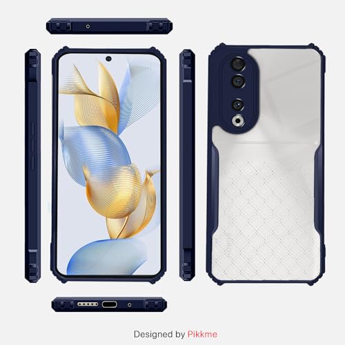 Image of Pikkme Honor 90 5G Back Cover | Crystal Clear Transparent Back | Ultra Hybrid | Full Camera Protection | Raised Edge | Bumper Back Case (Blue)