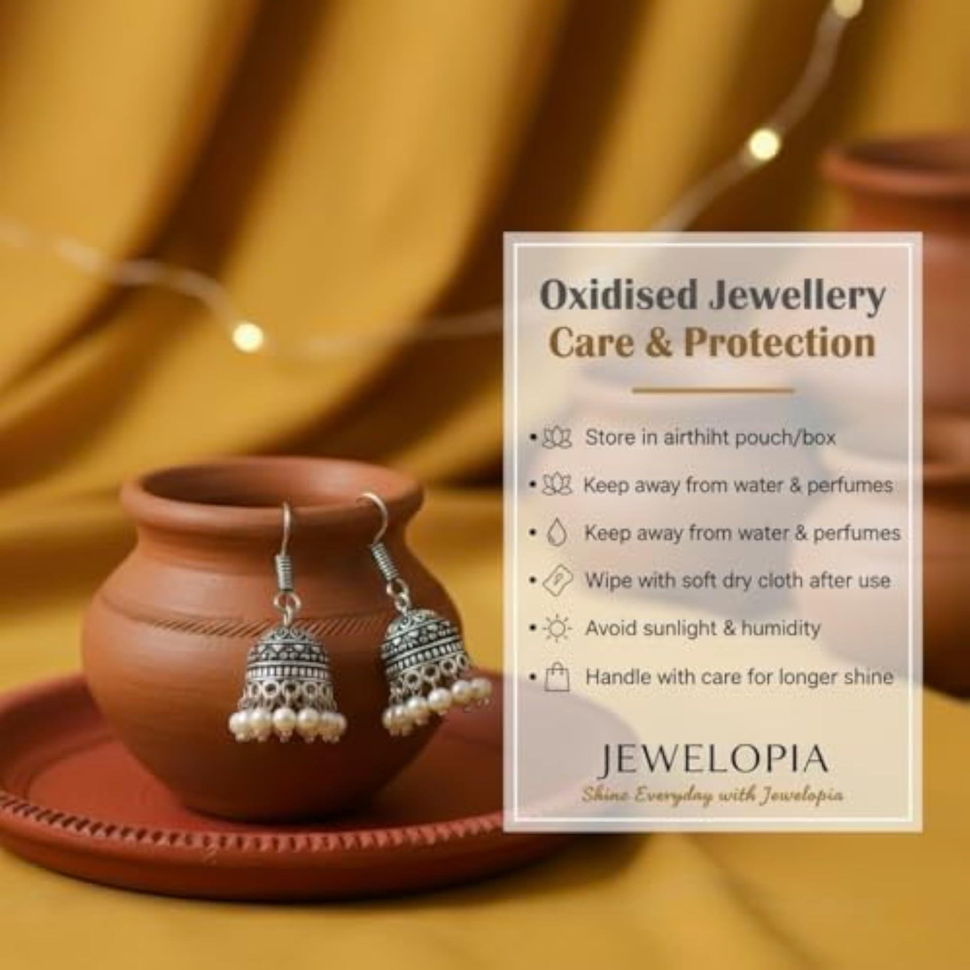 Oxidised Silver Jhumka Earrings, Traditional Lightweight Design