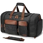Canvas Duffle Bag for Travel 50L Expandable Travel Duffel Bags for Men Women Overnight Weekend Gym Bag with Shoes Compartment - Dark Grey