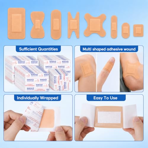 400 PCS Waterproof Adhesive Bandages 15 Sizes Variety Pack Assorted Bandaids Bulk Flexible Adhesive Bandages Breathable Sterile Fabric for Fingertip Protect Wound Care First Aid Kit Refill - Image 4