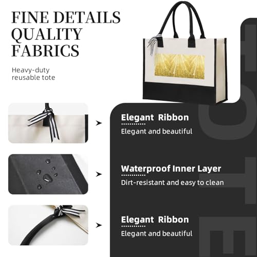 Sac fourre-tout en toile avec imprimé brillant doré chic taille unique - 6