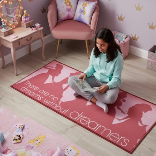 Image of Athom Living Disney Princess (Dreams) Runner Carpet 2x4.5 Ft, Soft Printed Mat with Anti-Skid Backing, Durable Washable Runner for Kids Bedroom, Play Area & Playroom Decor