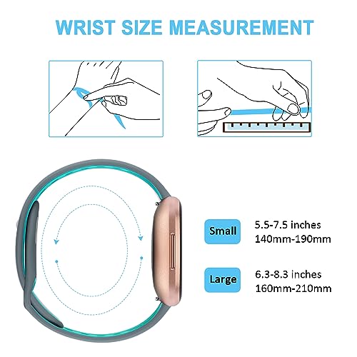 Image of Tobfit Soft Strap Compatible for Fitbit Versa 2 (Watch Not Included), Flexible Premium Silicone Adjustable Watch Band, Sport Replacement Watchstrap for Women Men (L, Grey and Mint)