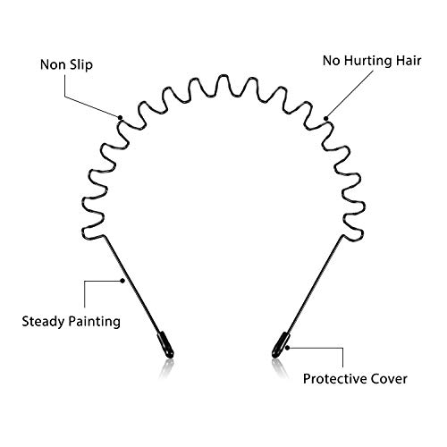 3 Pack Unisex Hair Band Metal Headband Head Band Spring Wavy Nonslip Men Women Sports Fashion Headwear In Spring Wave (Wavy Spring) #TOP3