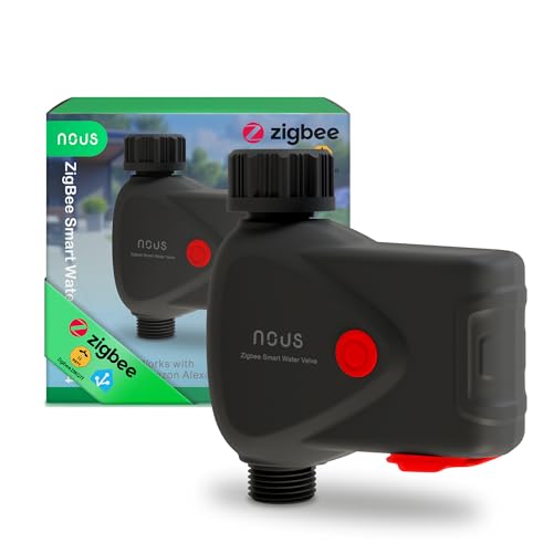 NOUS ZigBee Smart Rubinetto Valvola Controllo Irrigazione IP66 Compatibile con Alexa, Google Assistant, Smart Life, Timer & App Remote Alimentato a Batteria 3/4' per Giardino ZigBee Hub Erfo
