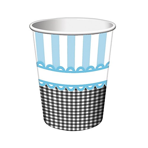 8-Count 9-Ounce Hot/Cold Paper Beverage Cups, Sweet Baby Feet Blue