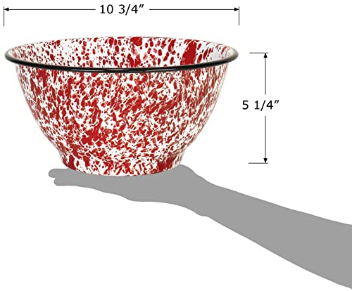 Red-Co-Set-of-2-Enamelware-Metal-Large-Classic-4-quart-Round-Salad-Serving-Bowl-Red-MarbleBlack-Rim-Splatter-Design Red Co Set of 2 Enamelware Metal Large Classic 4 quart Round Salad Serving Bowl Red MarbleBlack Rim Splatter Design