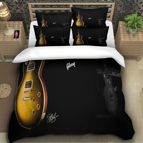 Housse de couette guitare électrique 3D avec finitions hypoallergéniques
