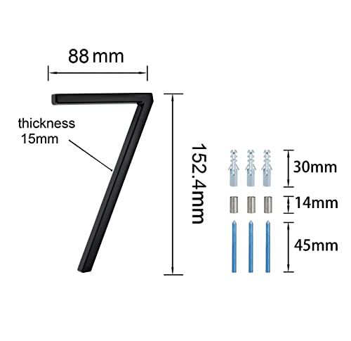 nanlyiau Floating house numbers 3D house numbers height 6in(15.5cm) black house numbers black door numbers sign large door numbers,outside door numbers(7) - Image 2