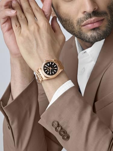 Image of Ajanta Quartz Monaco Men's Analog Watch|| Stainless Steel Bracelet Strap | Day & Date Display | Water Resistant | Fashion Wrist Watch for Men