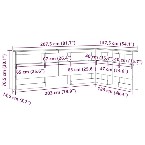 Vidaxl Testiera Libreria In Nero Rovere 120 X 190 Cm. È Una Soluzione Salvaspazio Con Design A L. Realizzata In Legno Ingegnerizzato, Offre Tanto Spazio Per Riporre Le Cose Con Delle Mensole. Perfet - 3