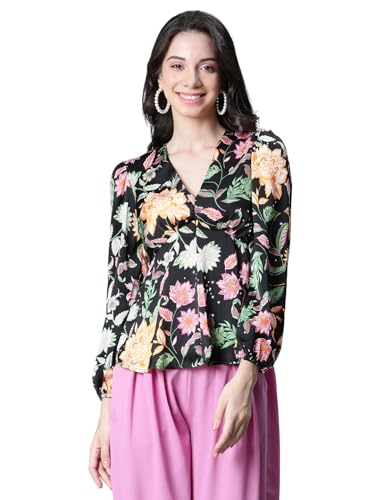 Image of oxolloxo Women Floral Print V-Neck Long Sleeve Top