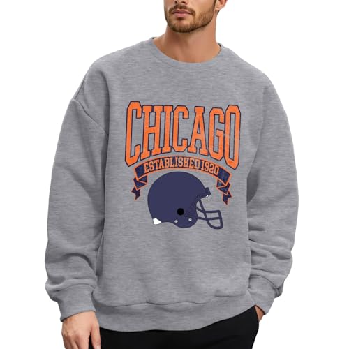 Genérico Sudadera Hombre Sin Capucha Pullover Tema Temporada de Rugby Manga Larga Cuello Redondo Casual Deportiva Cómoda Tejido Suave Transpirable para Deportes y Uso Diario(Light Gray, XXL)