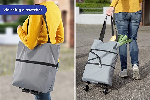 Maximex Einkaufstrolley 3in1 - faltbare Einkaufshilfe, Polyester, 32 x 50 x 15 cm, Grau – Bild 4