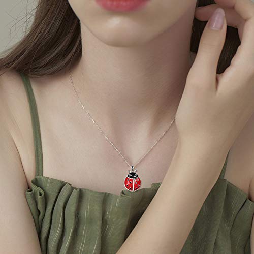 POPLYKE Ladybug Locket Necklace Sterling Silver Cute Ladybug Jewelry that Holds Pictures for Women Girls Gifts2
