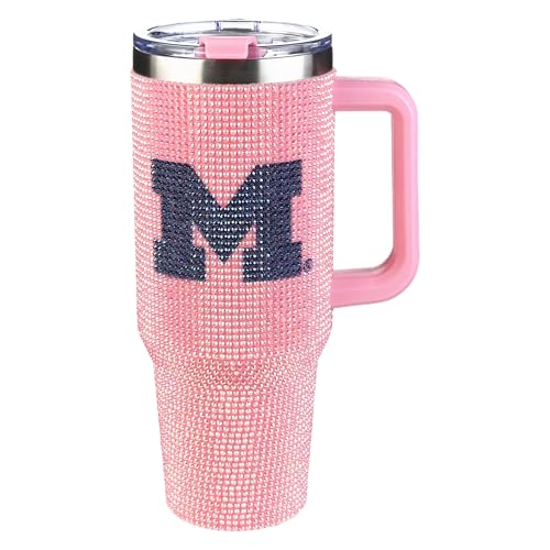 Image of The Memory Company Officially Licensed NCAA - University of Michigan 40oz Pink Bling Game Day Tumbler