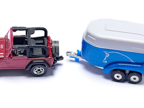 Modelo Diecast Rojo con Remolque y Accesorio de Caballo miniatura 3