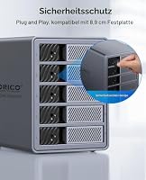 ORICO Aluminium RAID Festplatten Gehäuse für 5 Festplatten, USB 3.0 HDD Dockingstation für 3,5 Zoll HDD bis zu 22TB, Unterstützt RAID 0/1/5/10 (9858RU3) – Ansicht 3