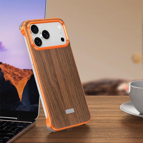 Coque en aluminium orange et bois de noyer pour iPhone 15 Pro