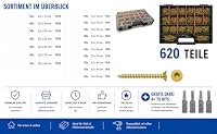 FRACKMANN Schraubenset 620 Teile – inkl. TX Bits & Sortimentskoffer – Torx Schrauben 3x12 – 3,5x60 – Holzschrauben Sortiment für Innenausbau & Möbelbau – Ansicht 2