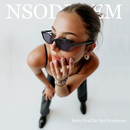 Oval Sunglasses for Women Retro Cat Eye 90s y2k Trendy Thin Sunglasses Womens UV Protection3