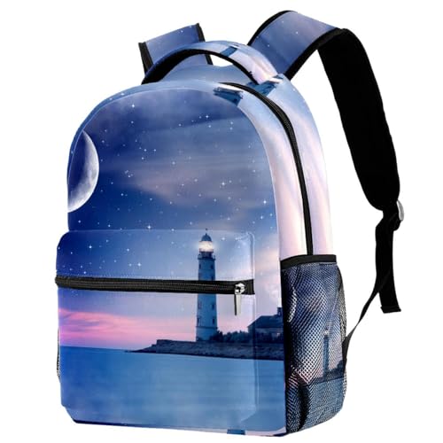 Sac à dos d'école phare nuit étoilée pour la rentrée des classes