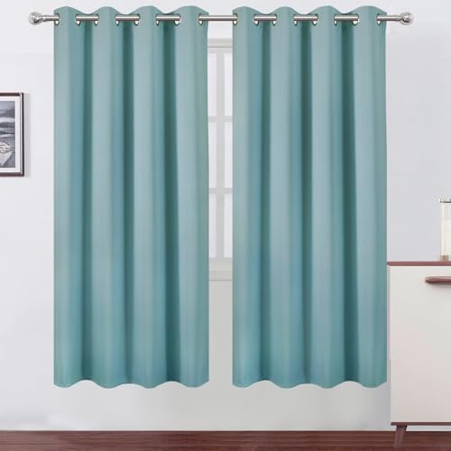 Image of LEMOMO Stone Blue Thermal Blackout Curtains /52 x 72 Inch /Set of 2 Panels Room Darkening Curtains for Bedroom