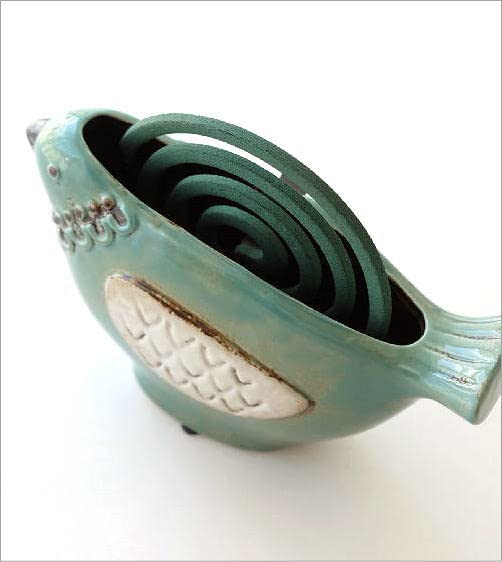 Amazon.co.jp: 蚊取り線香ホルダー 陶器 鳥 蚊遣り器 可愛い レトロ